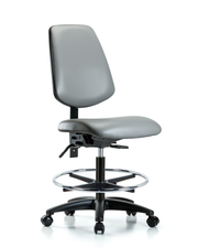 Rutledge Vinyl Chair - Medium Bench Height with Medium Back, Chrome Foot Ring, & Casters in Sterling Supernova Vinyl