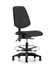 Rutledge Vinyl Chair - Medium Bench Height with Medium Back, Chrome Foot Ring, & Stationary Glides in Black Trailblazer Vinyl