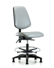 Rutledge Vinyl Chair - Medium Bench Height with Medium Back, Chrome Foot Ring, & Stationary Glides in Dove Trailblazer Vinyl