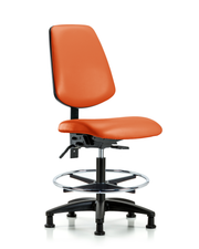 Rutledge Vinyl Chair - Medium Bench Height with Medium Back, Chrome Foot Ring, & Stationary Glides in Orange Kist Trailblazer Vinyl