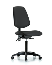 Rutledge Vinyl Chair - Medium Bench Height with Medium Back & Casters in Black Trailblazer Vinyl