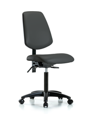 Rutledge Vinyl Chair - Medium Bench Height with Medium Back & Casters in Charcoal Trailblazer Vinyl