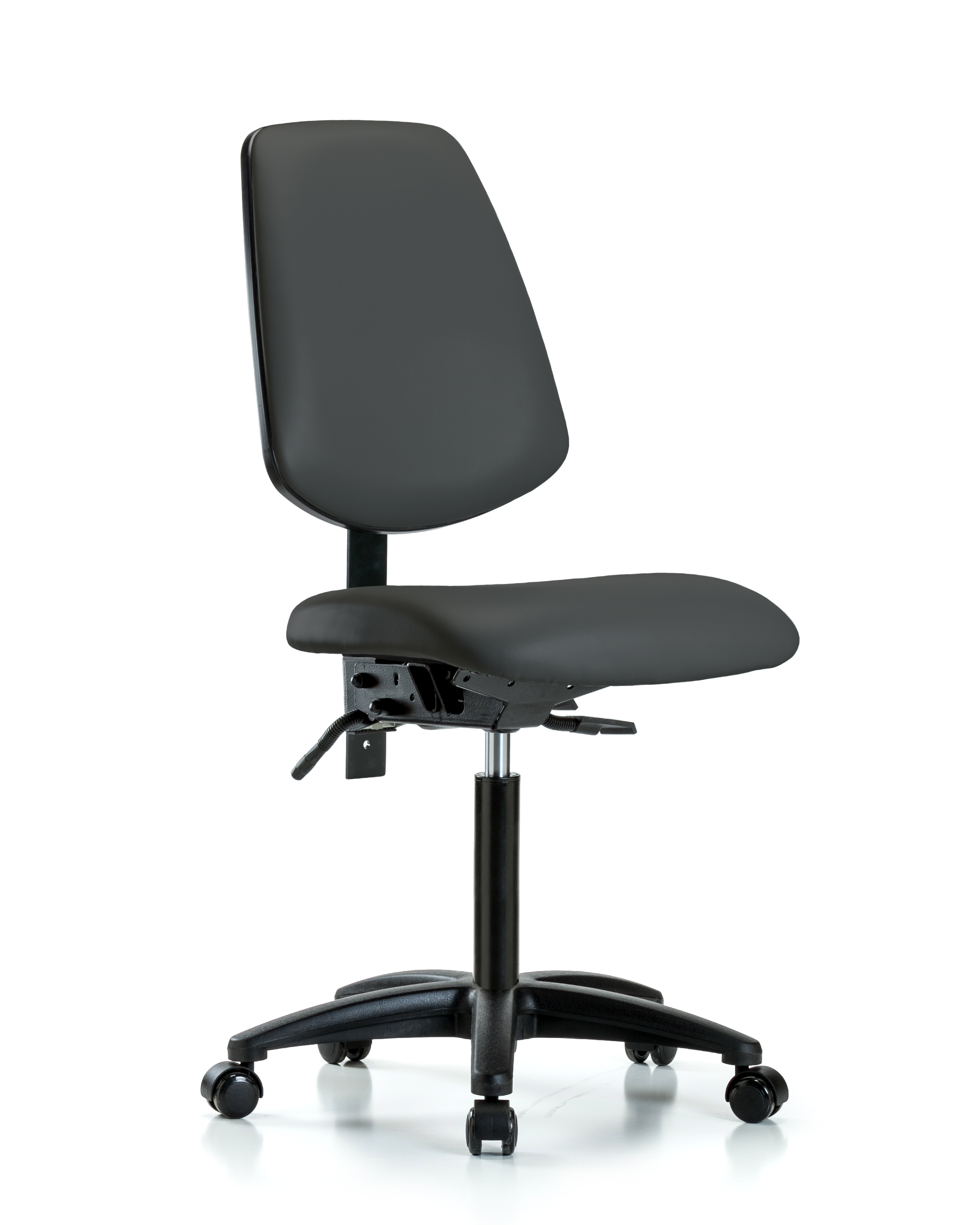 Rutledge Vinyl Chair - Medium Bench Height with Medium Back & Casters in Charcoal Trailblazer Vinyl