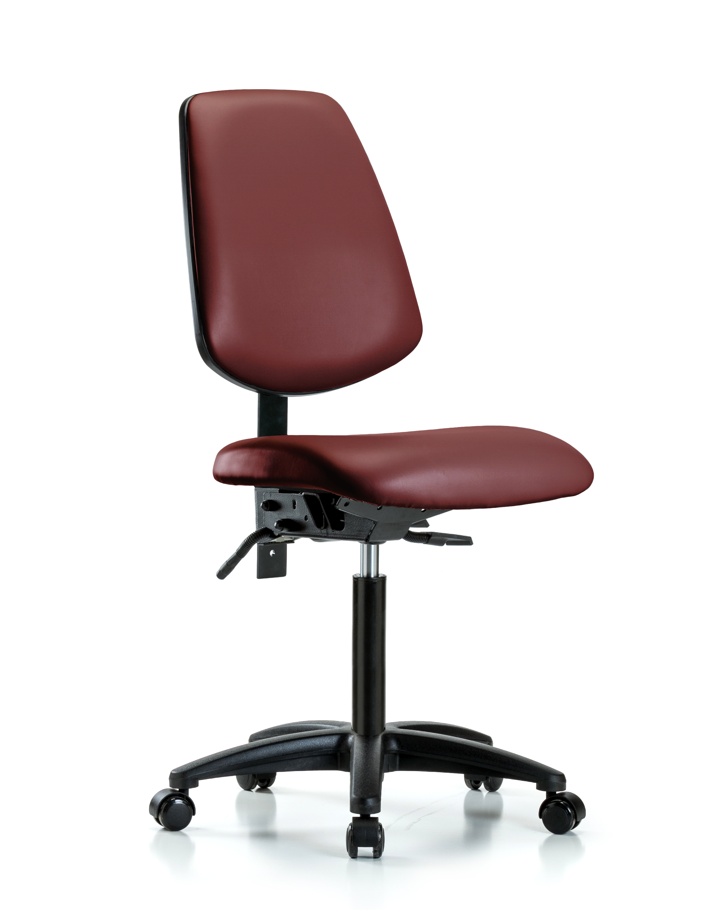 Rutledge Vinyl Chair - Medium Bench Height with Medium Back & Casters in Borscht Supernova Vinyl