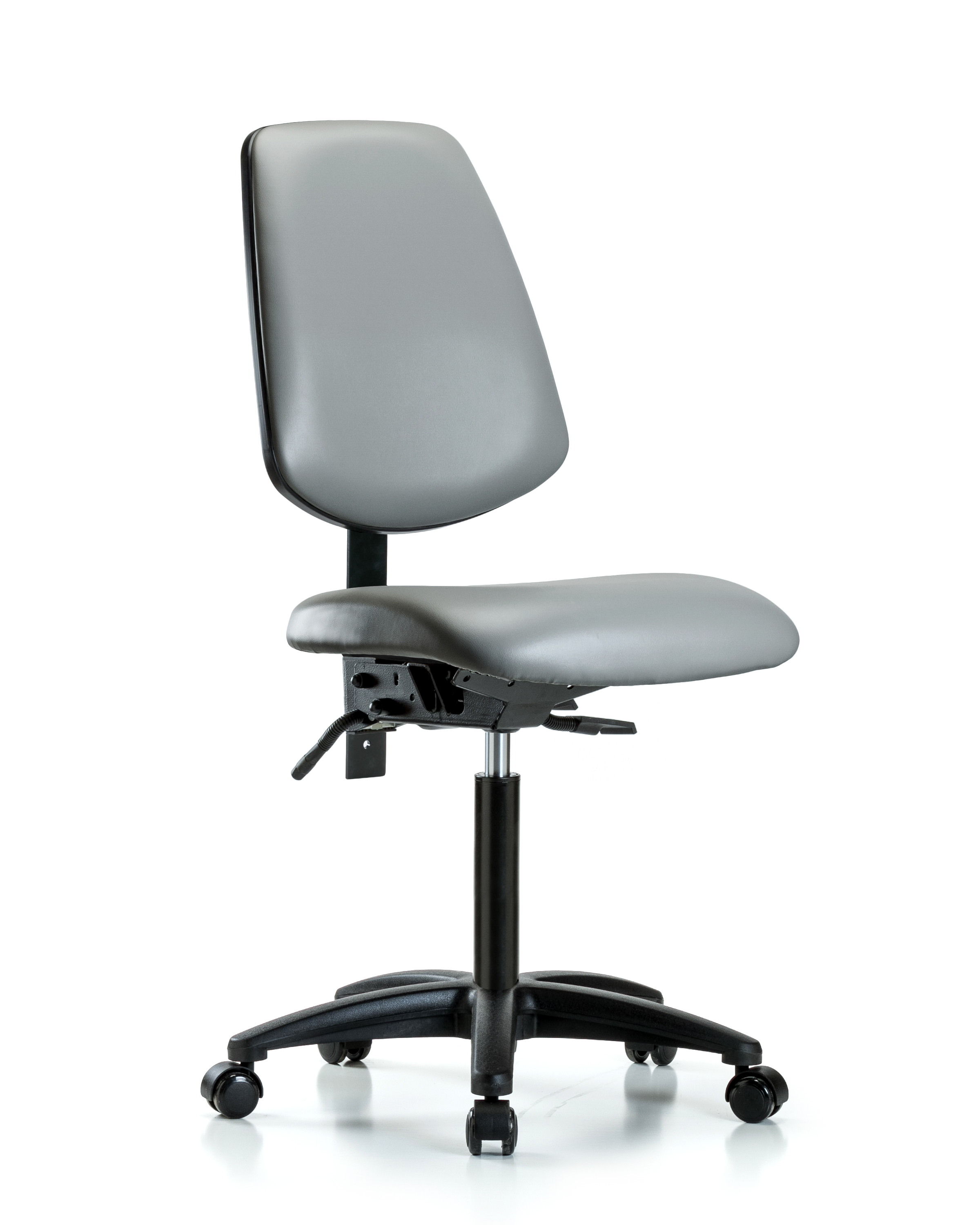 Rutledge Vinyl Chair - Medium Bench Height with Medium Back & Casters in Sterling Supernova Vinyl