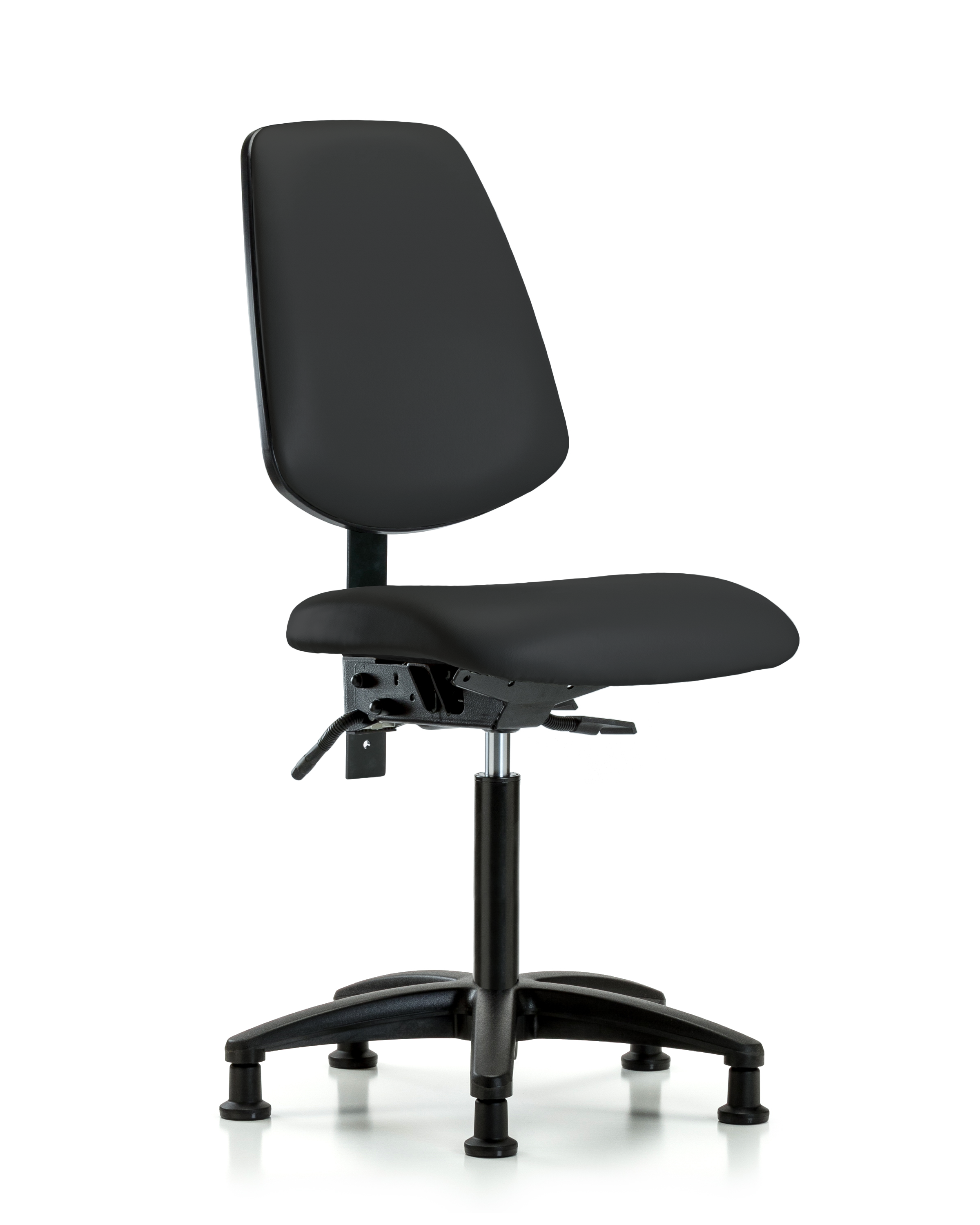 Rutledge Vinyl Chair - Medium Bench Height with Medium Back & Stationary Glides in Black Trailblazer Vinyl