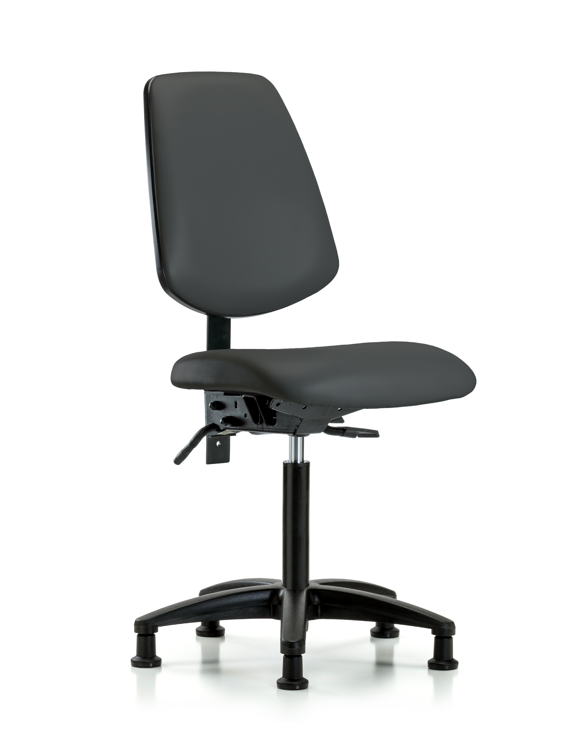 Rutledge Vinyl Chair - Medium Bench Height with Medium Back & Stationary Glides in Charcoal Trailblazer Vinyl