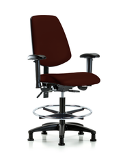 Rutledge Vinyl Chair - Medium Bench Height with Medium Back, Adjustable Arms, Chrome Foot Ring, & Stationary Glides in Burgundy Trailblazer Vinyl