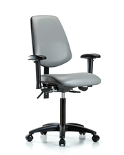 Rutledge Vinyl Chair - Medium Bench Height with Medium Back, Adjustable Arms, & Casters in Sterling Supernova Vinyl