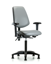 Rutledge Vinyl Chair - Medium Bench Height with Medium Back, Adjustable Arms, & Stationary Glides in Sterling Supernova Vinyl