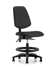 Rutledge Vinyl Chair - Medium Bench Height with Medium Back, Seat Tilt, Black Foot Ring, & Stationary Glides in Black Trailblazer Vinyl