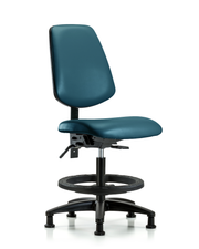 Rutledge Vinyl Chair - Medium Bench Height with Medium Back, Seat Tilt, Black Foot Ring, & Stationary Glides in Marine Blue Supernova Vinyl