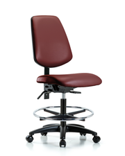 Rutledge Vinyl Chair - Medium Bench Height with Medium Back, Seat Tilt, Chrome Foot Ring, & Casters in Borscht Supernova Vinyl