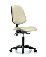 Rutledge Vinyl Chair - Medium Bench Height with Medium Back, Seat Tilt, & Casters in Adobe White Trailblazer Vinyl