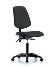 Rutledge Vinyl Chair - Medium Bench Height with Medium Back, Seat Tilt, & Casters in Black Trailblazer Vinyl