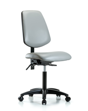 Rutledge Vinyl Chair - Medium Bench Height with Medium Back, Seat Tilt, & Casters in Dove Trailblazer Vinyl