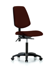 Rutledge Vinyl Chair - Medium Bench Height with Medium Back, Seat Tilt, & Casters in Burgundy Trailblazer Vinyl