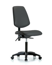 Rutledge Vinyl Chair - Medium Bench Height with Medium Back, Seat Tilt, & Casters in Charcoal Trailblazer Vinyl