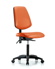 Rutledge Vinyl Chair - Medium Bench Height with Medium Back, Seat Tilt, & Casters in Orange Kist Trailblazer Vinyl