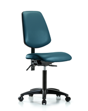 Rutledge Vinyl Chair - Medium Bench Height with Medium Back, Seat Tilt, & Casters in Marine Blue Supernova Vinyl