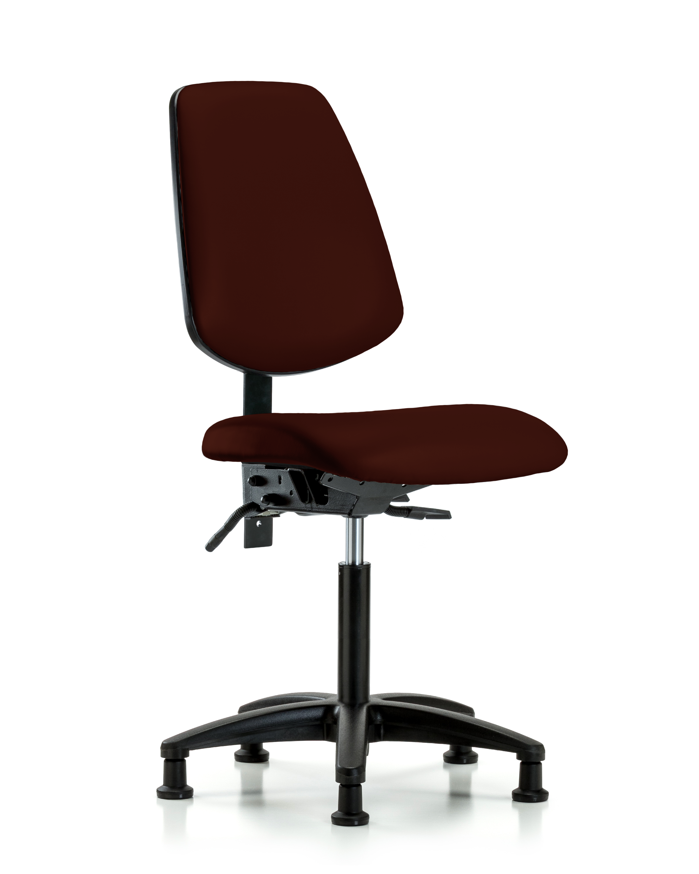 Rutledge Vinyl Chair - Medium Bench Height with Medium Back, Seat Tilt, & Stationary Glides in Burgundy Trailblazer Vinyl