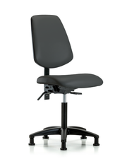 Rutledge Vinyl Chair - Medium Bench Height with Medium Back, Seat Tilt, & Stationary Glides in Charcoal Trailblazer Vinyl