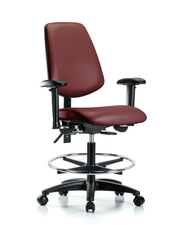 Rutledge Vinyl Chair - Medium Bench Height with Medium Back, Seat Tilt, Adjustable Arms, Chrome Foot Ring, & Casters in Borscht Supernova Vinyl