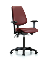 Rutledge Vinyl Chair - Medium Bench Height with Medium Back, Seat Tilt, Adjustable Arms, & Casters in Borscht Supernova Vinyl