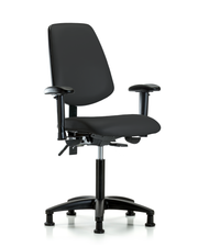 Rutledge Vinyl Chair - Medium Bench Height with Medium Back, Seat Tilt, Adjustable Arms, & Stationary Glides in Black Trailblazer Vinyl