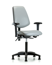 Rutledge Vinyl Chair - Medium Bench Height with Medium Back, Seat Tilt, Adjustable Arms, & Stationary Glides in Dove Trailblazer Vinyl