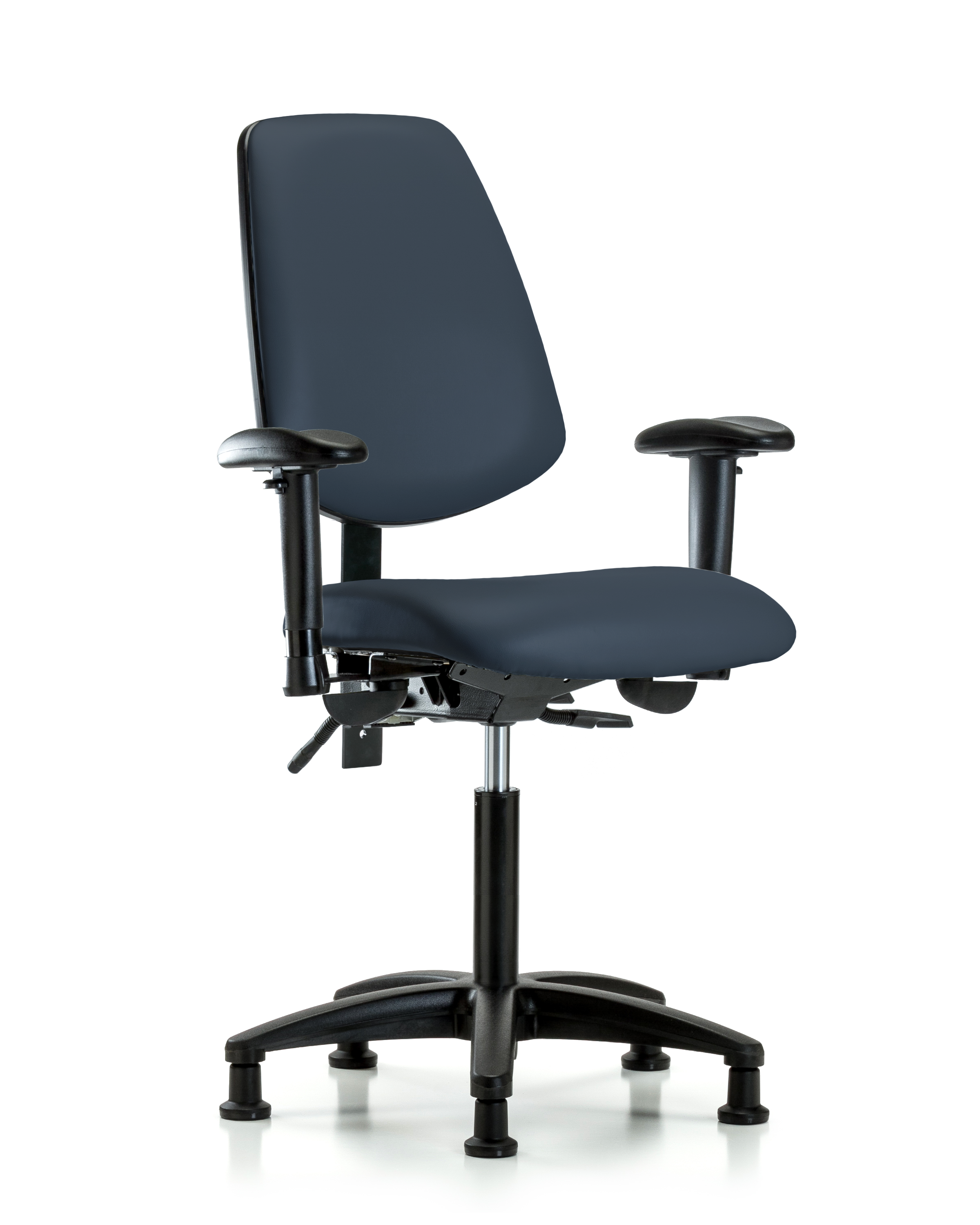 Rutledge Vinyl Chair - Medium Bench Height with Medium Back, Seat Tilt, Adjustable Arms, & Stationary Glides in Imperial Blue Trailblazer Vinyl