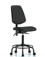 Rutledge Vinyl Chair - Medium Bench Height with Round Tube Base, Medium Back, & Casters in Black Trailblazer Vinyl