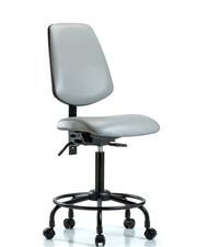 Rutledge Vinyl Chair - Medium Bench Height with Round Tube Base, Medium Back, & Casters in Dove Trailblazer Vinyl