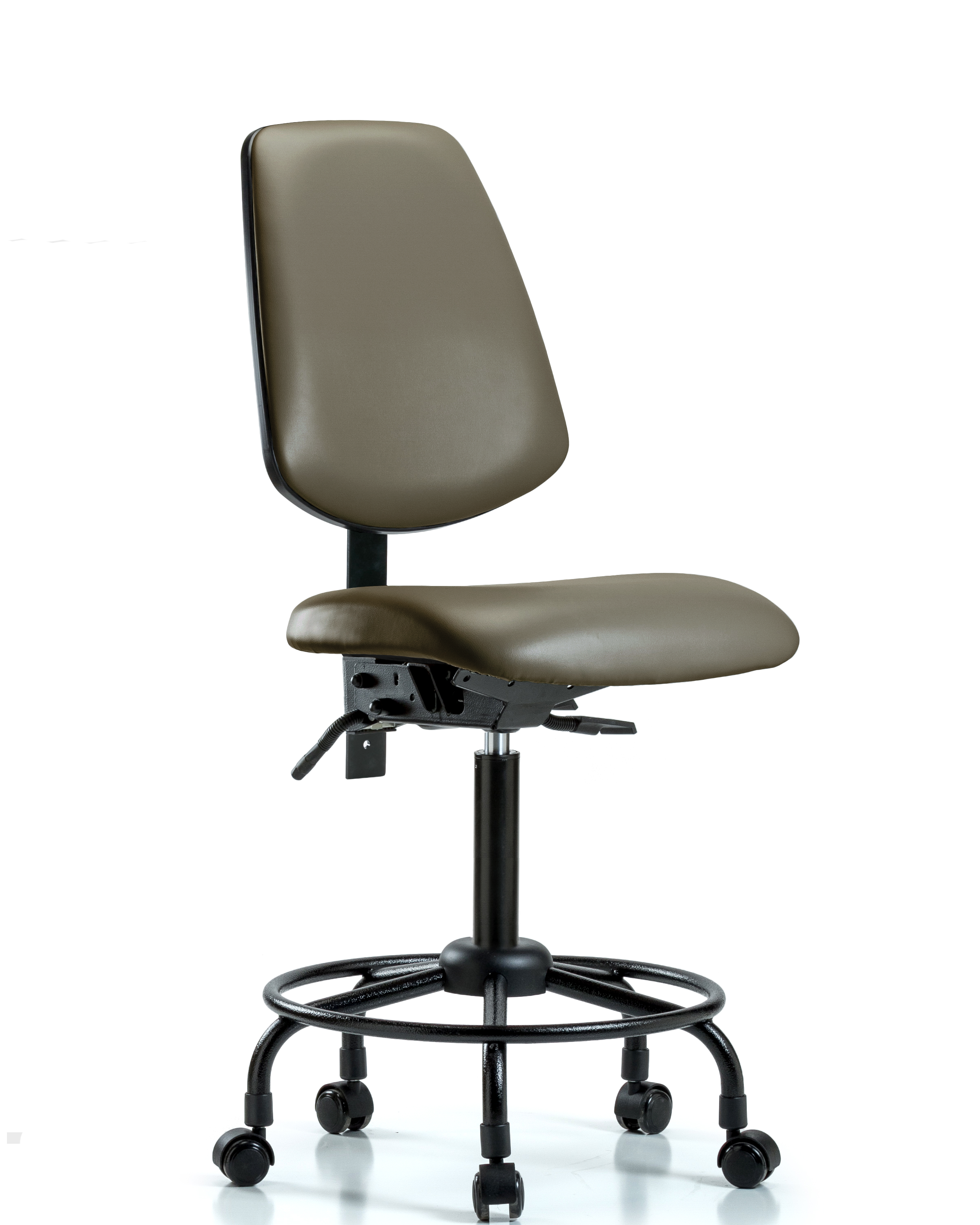 Rutledge Vinyl Chair - Medium Bench Height with Round Tube Base, Medium Back, & Casters in Taupe Supernova Vinyl