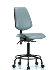 Rutledge Vinyl Chair - Medium Bench Height with Round Tube Base, Medium Back, & Casters in Storm Supernova Vinyl