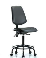Rutledge Vinyl Chair - Medium Bench Height with Round Tube Base, Medium Back, & Casters in Carbon Supernova Vinyl