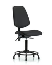 Rutledge Vinyl Chair - Medium Bench Height with Round Tube Base, Medium Back, & Stationary Glides in Black Trailblazer Vinyl