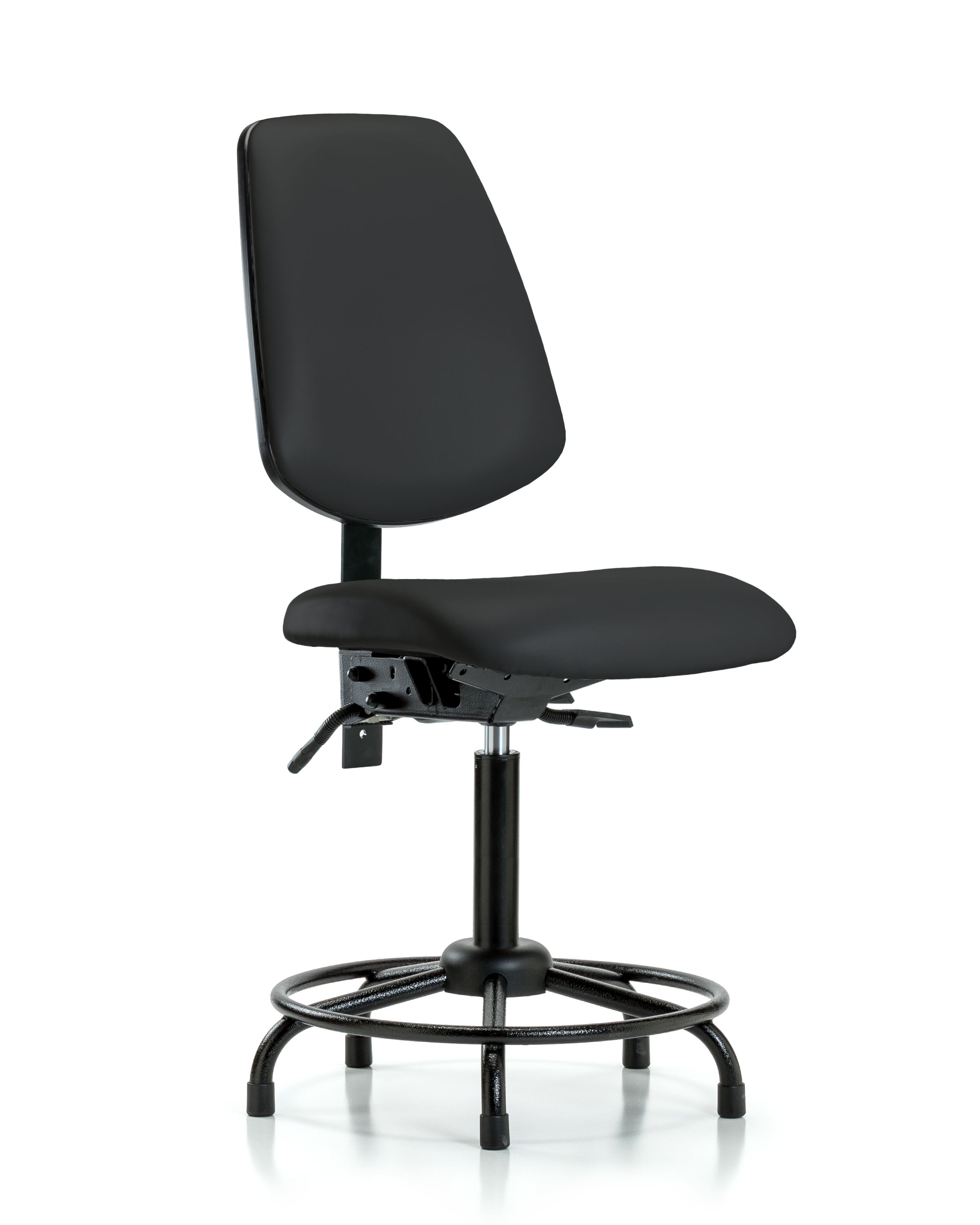 Rutledge Vinyl Chair - Medium Bench Height with Round Tube Base, Medium Back, & Stationary Glides in Black Trailblazer Vinyl
