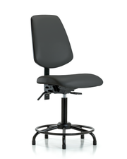 Rutledge Vinyl Chair - Medium Bench Height with Round Tube Base, Medium Back, & Stationary Glides in Charcoal Trailblazer Vinyl