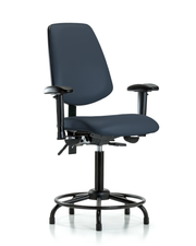 Rutledge Vinyl Chair - Medium Bench Height with Round Tube Base, Medium Back, Adjustable Arms, & Stationary Glides in Imperial Blue Trailblazer Vinyl