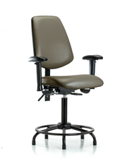 Rutledge Vinyl Chair - Medium Bench Height with Round Tube Base, Medium Back, Adjustable Arms, & Stationary Glides in Taupe Supernova Vinyl