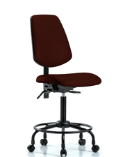 Rutledge Vinyl Chair - Medium Bench Height with Round Tube Base, Medium Back, Seat Tilt, & Casters in Burgundy Trailblazer Vinyl