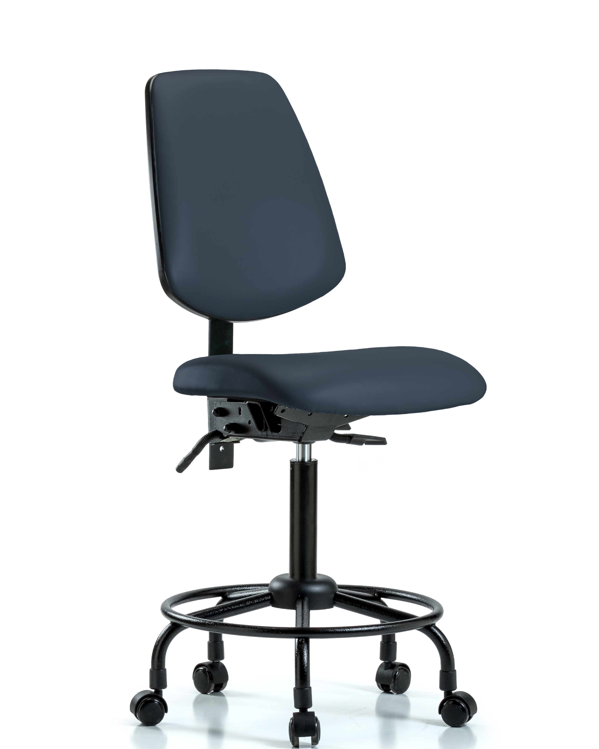 Rutledge Vinyl Chair - Medium Bench Height with Round Tube Base, Medium Back, Seat Tilt, & Casters in Imperial Blue Trailblazer Vinyl