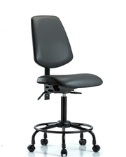 Rutledge Vinyl Chair - Medium Bench Height with Round Tube Base, Medium Back, Seat Tilt, & Casters in Carbon Supernova Vinyl