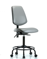 Rutledge Vinyl Chair - Medium Bench Height with Round Tube Base, Medium Back, Seat Tilt, & Casters in Sterling Supernova Vinyl