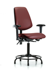 Rutledge Vinyl Chair - Medium Bench Height with Round Tube Base, Medium Back, Seat Tilt, Adjustable Arms, & Stationary Glides in Borscht Supernova Vinyl
