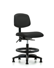 Rutledge Vinyl Chair - Medium Bench Height with Black Foot Ring & Stationary Glides in Black Trailblazer Vinyl