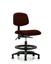 Rutledge Vinyl Chair - Medium Bench Height with Black Foot Ring & Stationary Glides in Burgundy Trailblazer Vinyl