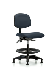 Rutledge Vinyl Chair - Medium Bench Height with Black Foot Ring & Stationary Glides in Imperial Blue Trailblazer Vinyl