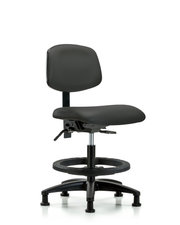 Rutledge Vinyl Chair - Medium Bench Height with Black Foot Ring & Stationary Glides in Charcoal Trailblazer Vinyl